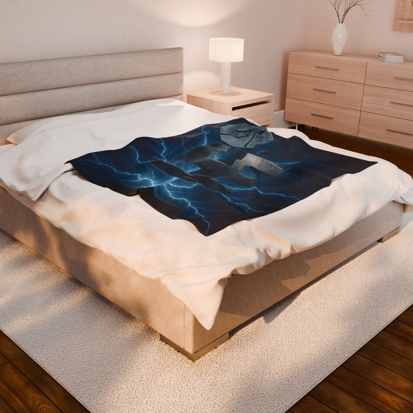 Swasticoin Mystical Lightning Velveteen Plush Blanket, Cozy Throw for Home Décor, Perfect for Gifting, Movie Nights, and Spirit Festivals