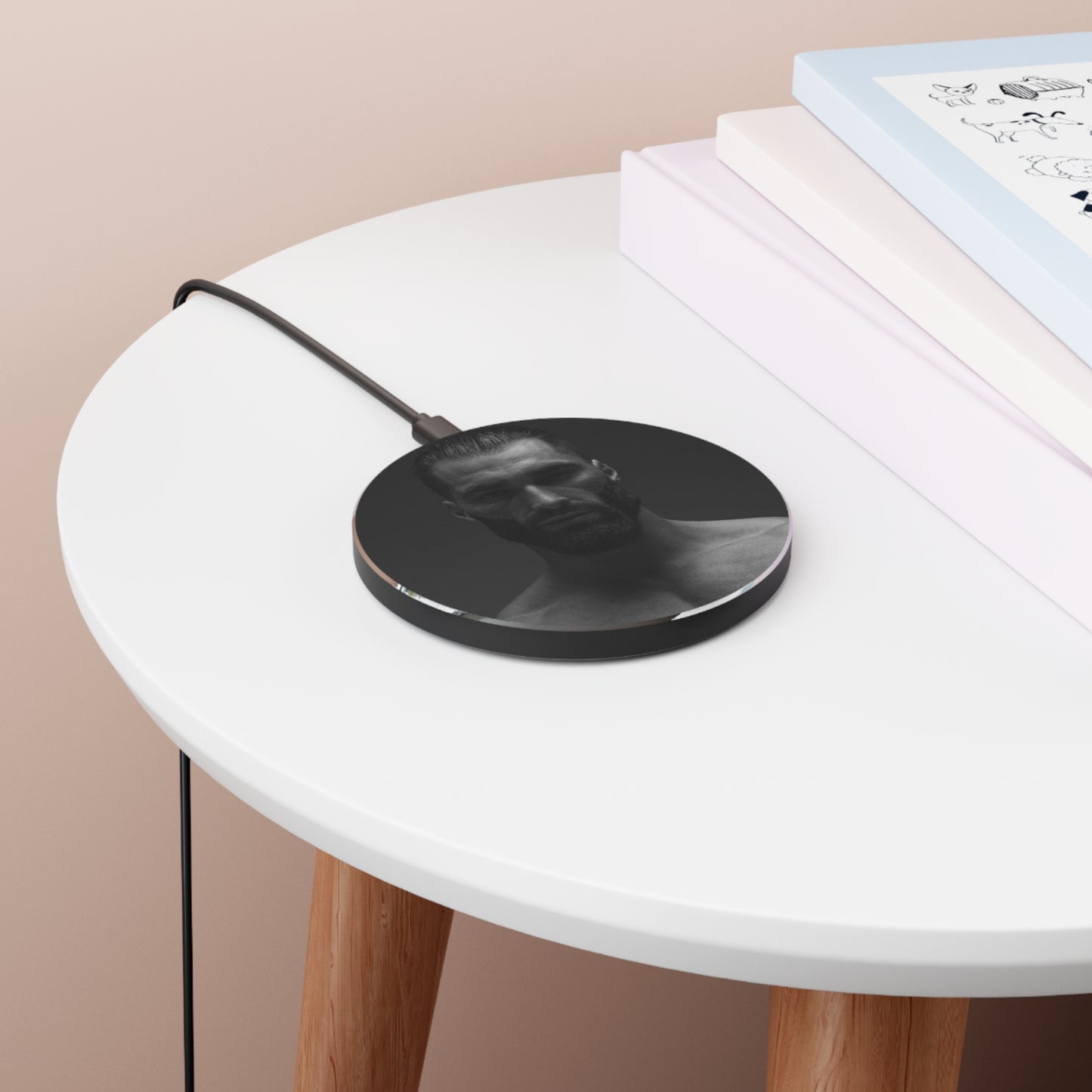 GIGA Masculine Wireless Charger with Bold Design, Modern Tech Accessory, Tech Gift for Him, Desk Decor, Fast Charging Pad