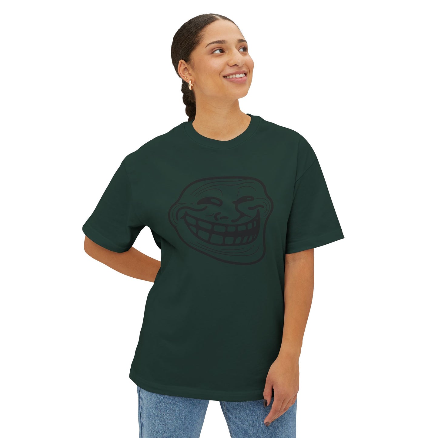TROLL Funny Graphic Tee, Unisex Oversized Boxy Tee with Troll Face Design, Casual Wear, Gift for Friends, Humor Shirt, Comfortable Everyday Wear