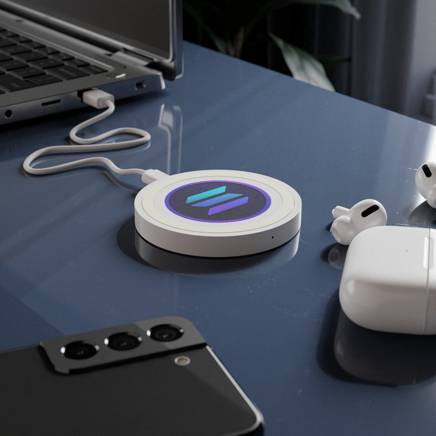 Solana Sleek Wireless Charging Pad for Modern Tech Lovers, Fast Charger, Desk Accessory, Birthday Gift, Minimalist Decor, Eco-Friendly Charging