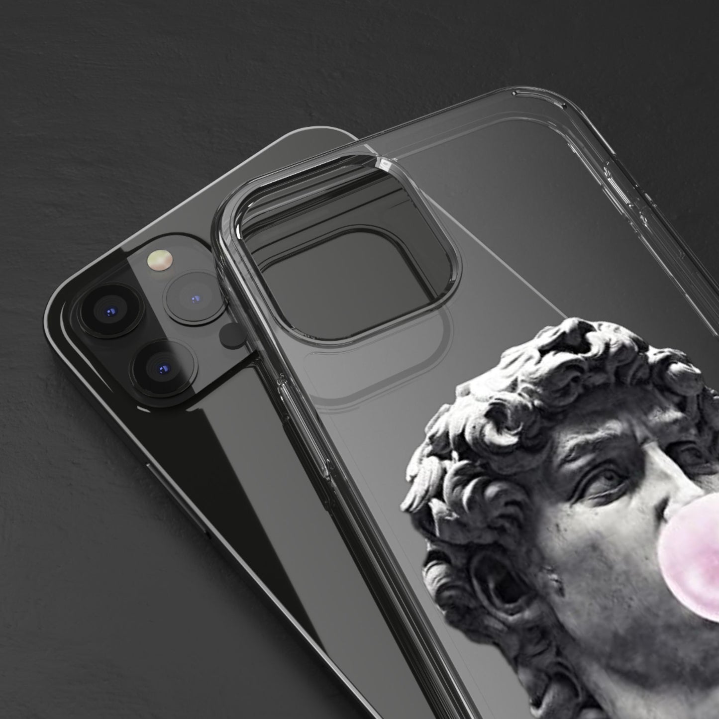 @ye Clear Phone Case with David Statue Design, Modern Phone Accessory for Art Lovers, Unique Gift, Customizable Compatible Soft Case