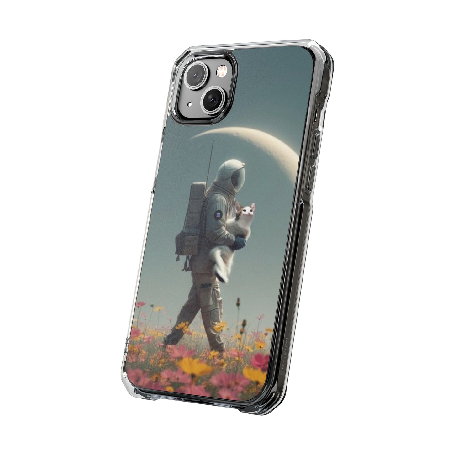 POPCAT Astronaut Phone Case, Clear Impact Case, Unique Galaxy Art Cover, Gift for Space Lovers, Cute Cat and Space Theme, Eco-Friendly