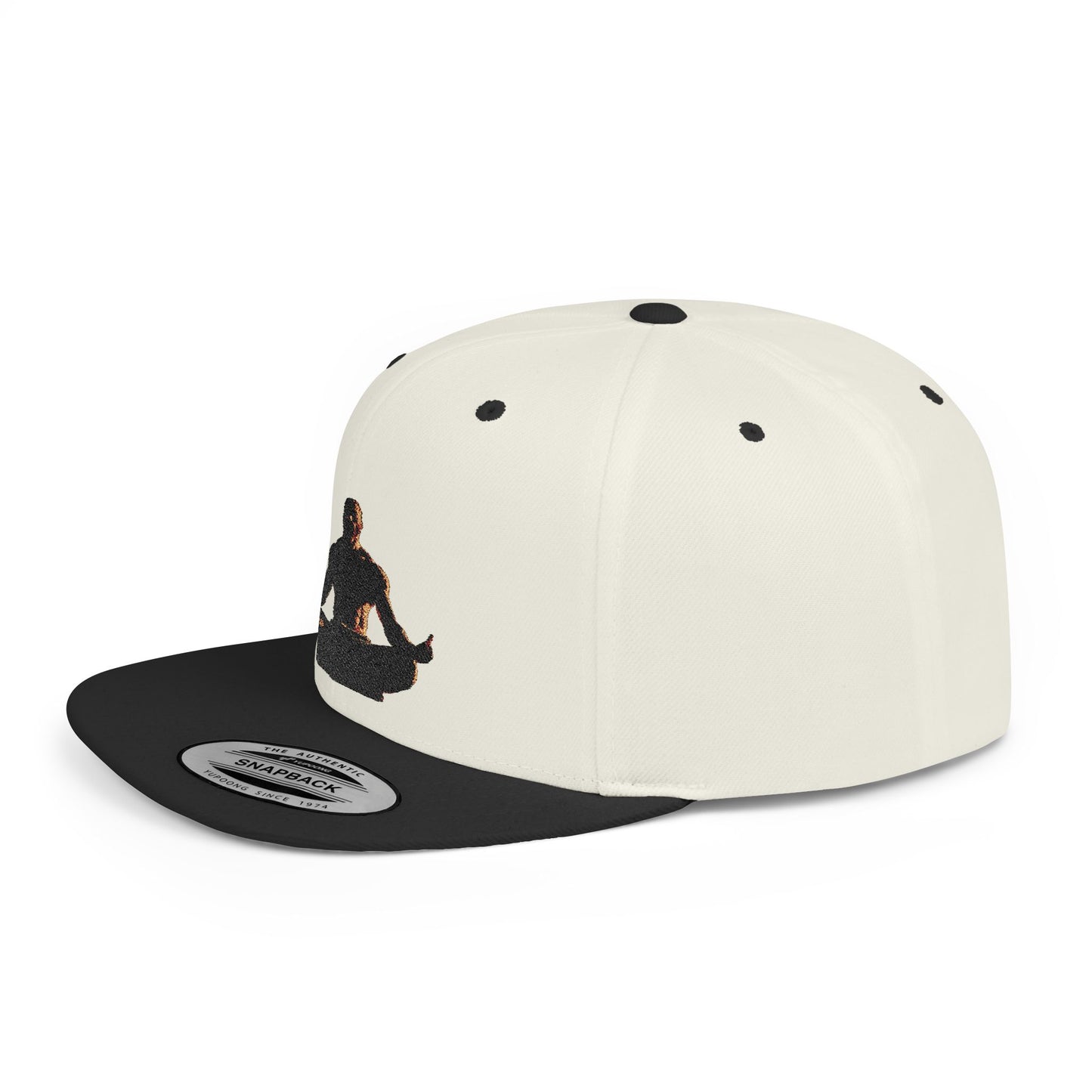 GIGA Zen Meditation Flat Bill Snapback Hat, Mindfulness Cap, Yoga Headwear, Gift for Him/Her, Casual Everyday Wear, Stylish Accessory