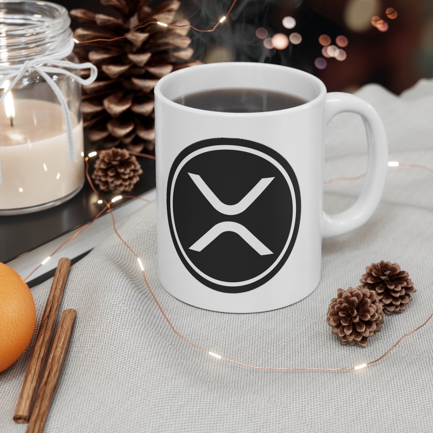 XRP Stylish Coffee Mug, Trendy Drinkware, Personalized Gift, Artful Kitchen Decor, Ideal for Coffee Lovers, Unique Keepsake