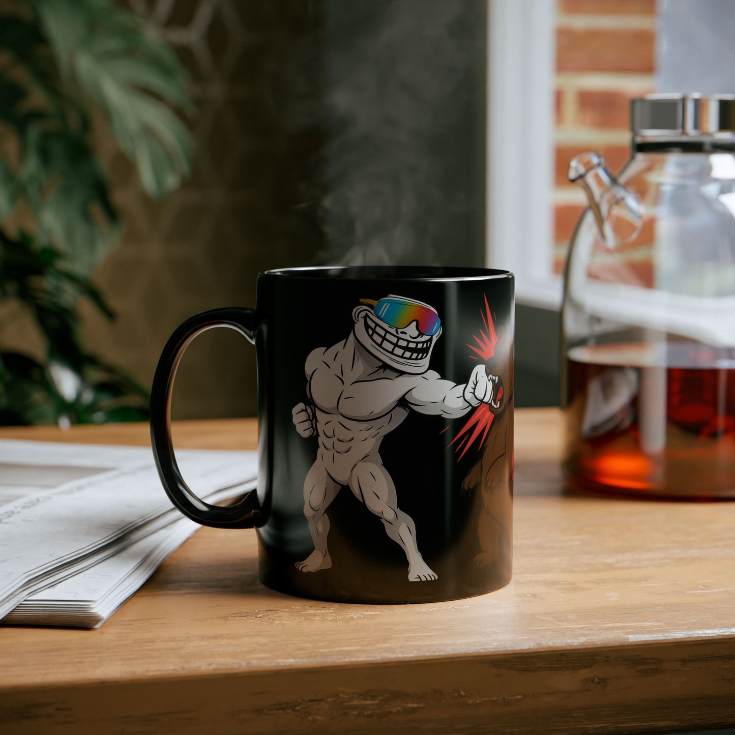 TROLL Bold Graphic Mug, Funny Coffee Cup, Unique Gift for Him, Cartoon Animal Art, Perfect for Birthdays