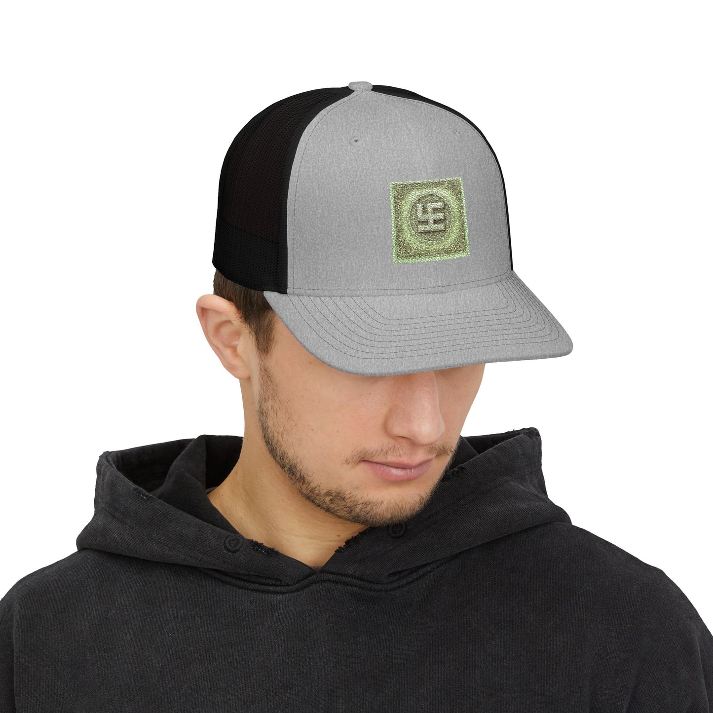 Swasticoin Sparkling Embroidered Snapback Trucker Cap, Stylish Outdoor Hat, Unique Gift for Holidays, Casual Wear, Fashion Accessory