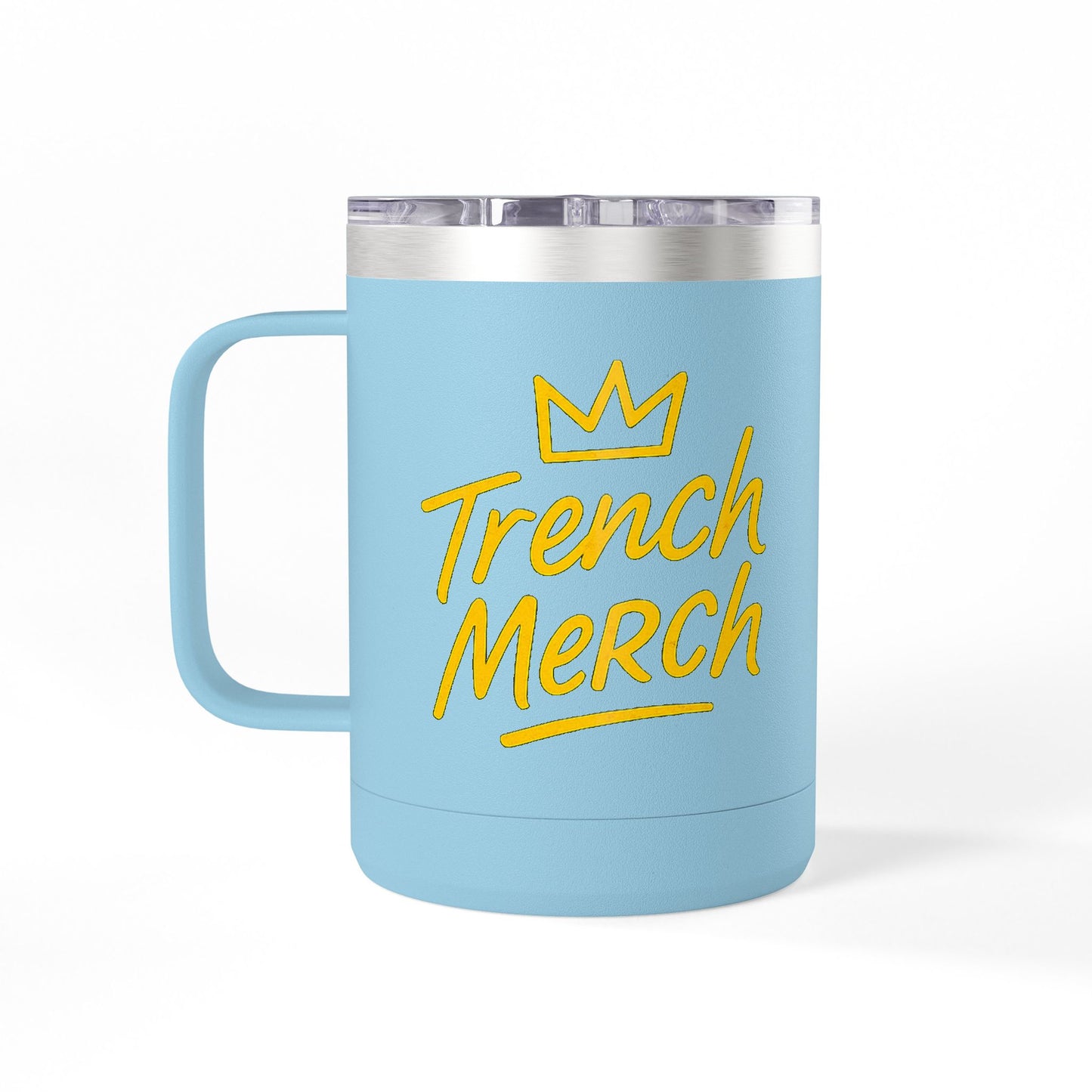 Trench Merch Crown Coffee Mug Tumbler, Perfect for Beach Lovers, Gifts for Friends, Summer Getaways, Adventure Travel, Crown Design