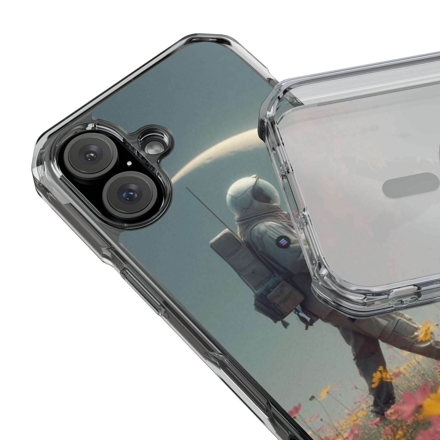 POPCAT Astronaut Phone Case, Clear Impact Case, Unique Galaxy Art Cover, Gift for Space Lovers, Cute Cat and Space Theme, Eco-Friendly