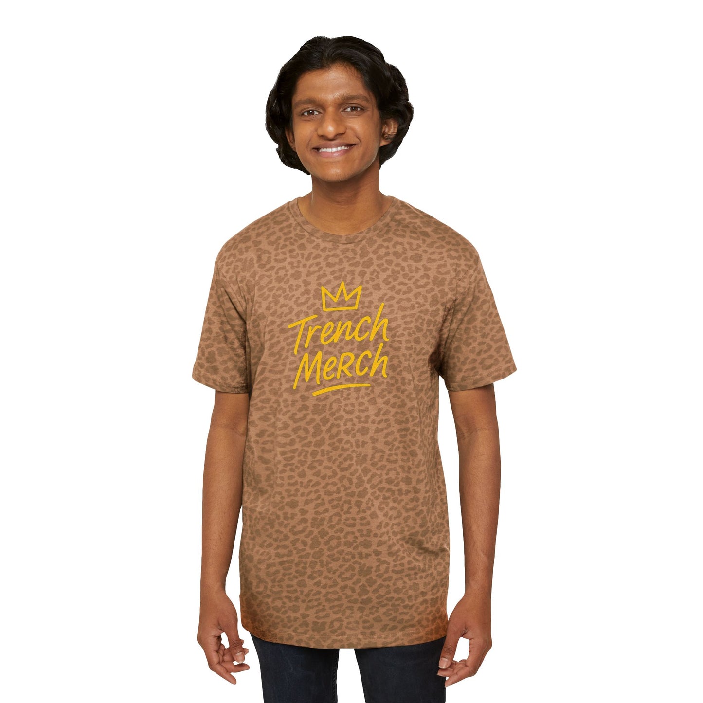 Trench Merch Crown Leopard Print Tee, Casual Statement Shirt, Urban Fashion Top, Gift for Him, Everyday Wear