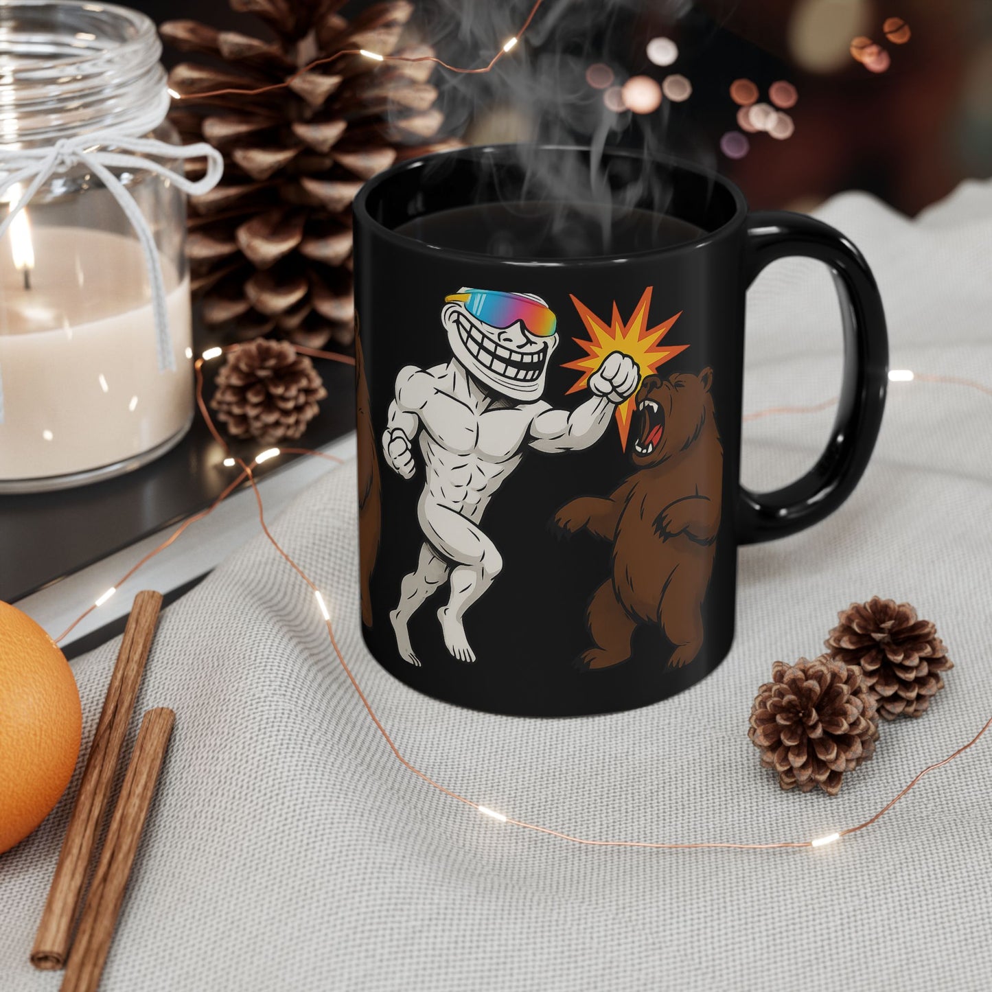TROLL Bold Graphic Mug, Funny Coffee Cup, Unique Gift for Him, Cartoon Animal Art, Perfect for Birthdays