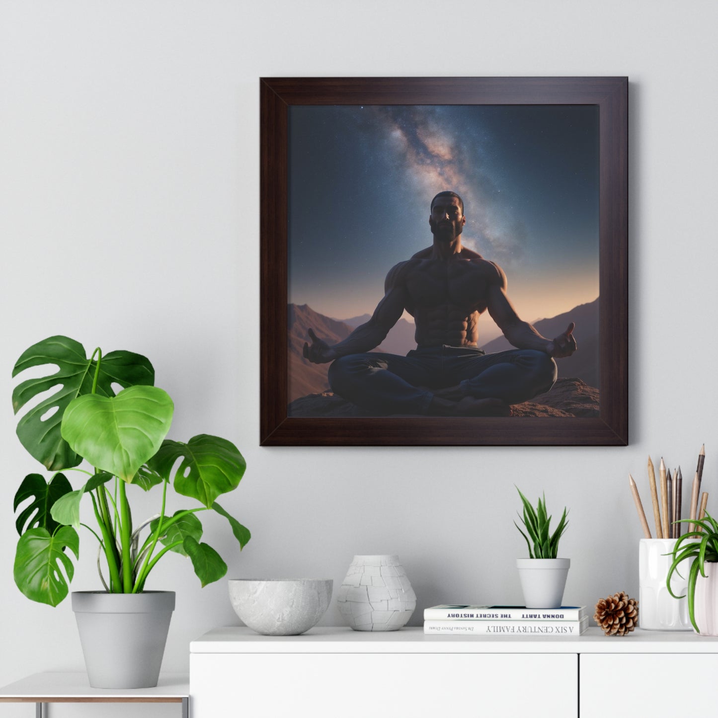 GIGA Meditation Framed Poster, Calm Art, Spiritual Wall Decor, Zen Home Decor, Fitness Motivation, Mindfulness Gift, Inspirational Art