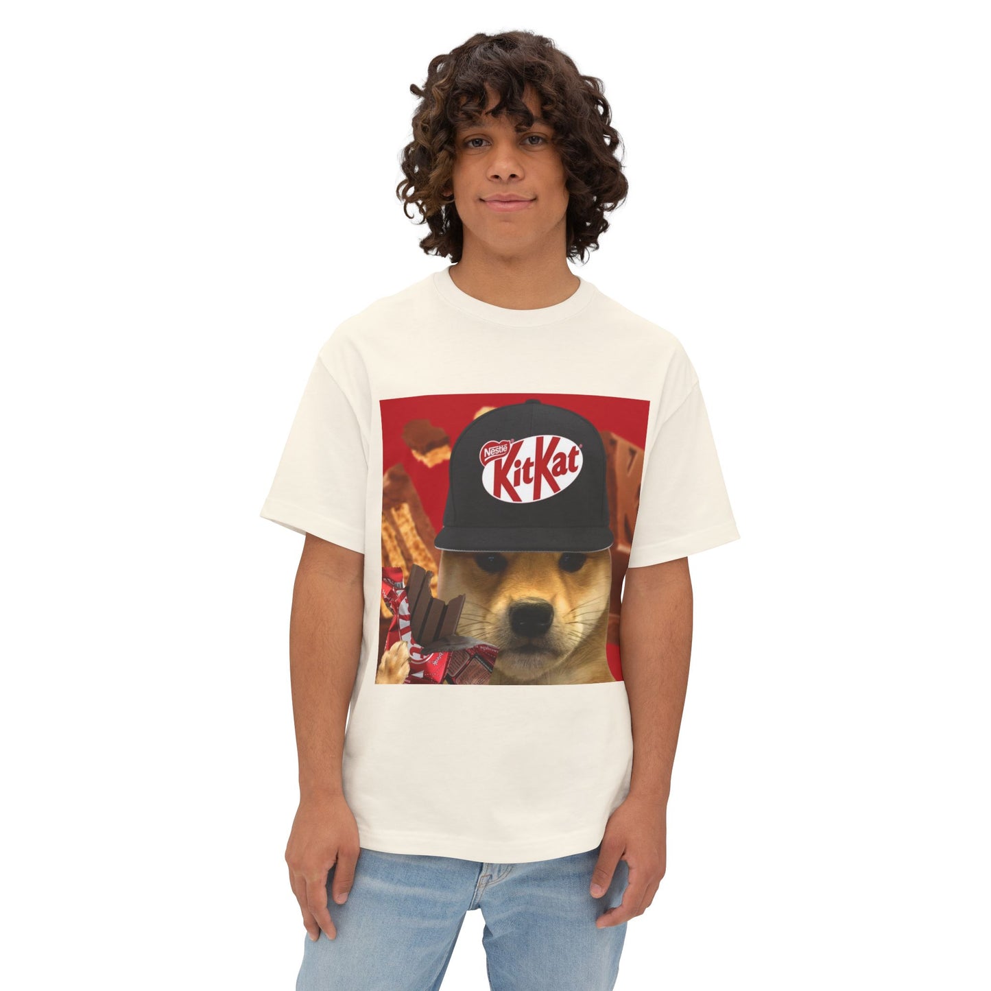 KitKat WIF Unisex Oversized Boxy Tee, Funny Dog Shirt, Food Lover Gift, Pet Lover Casual Tee, Cute Graphic Tee, Humor T-Shirt