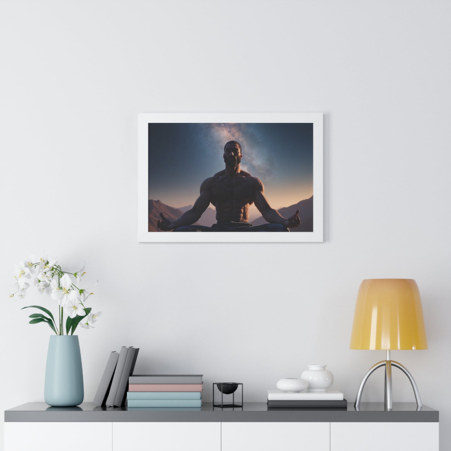 GIGA Meditation Framed Poster, Calm Art, Spiritual Wall Decor, Zen Home Decor, Fitness Motivation, Mindfulness Gift, Inspirational Art
