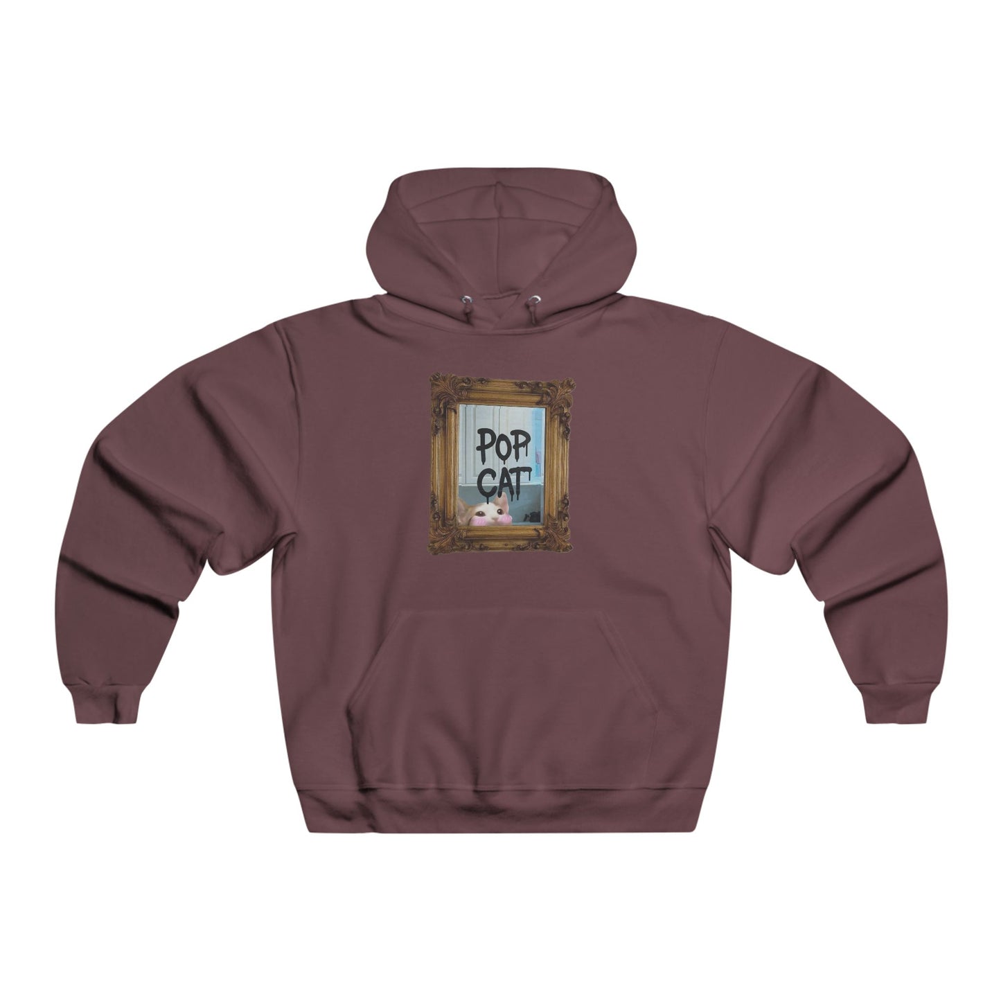 POPCAT Men's Hoodie, Funny Sweatshirt, Gifts for Cat Lovers, Cozy Pullover, Unique Pet Lover Apparel