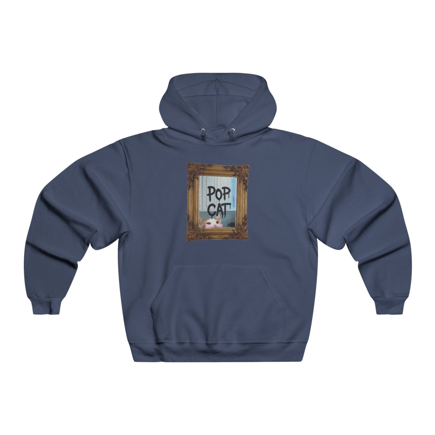 POPCAT Men's Hoodie, Funny Sweatshirt, Gifts for Cat Lovers, Cozy Pullover, Unique Pet Lover Apparel
