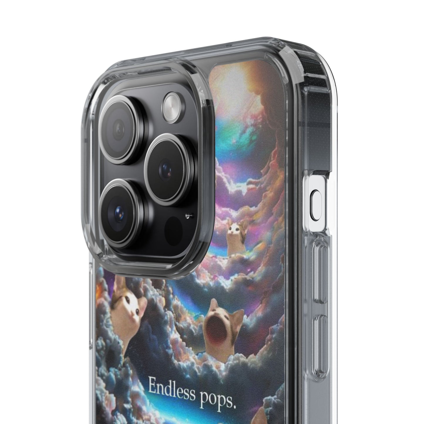 POPCAT Galaxy Cat Clear Phone Case, Cute Animal Phone Cover, Customizable Phone Accessory, Gift for Cat Lovers, Funny Phone Case