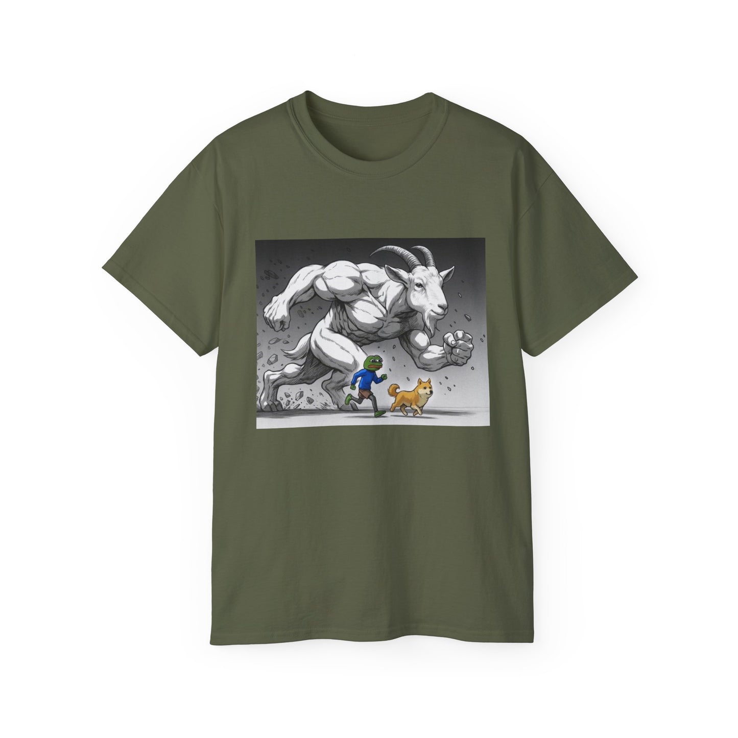 Epic Goat Chase Unisex Tee, Art Tee, Graphic Shirt, Gift for Animal Lovers, Funny T-Shirt, Cartoon Art Tee