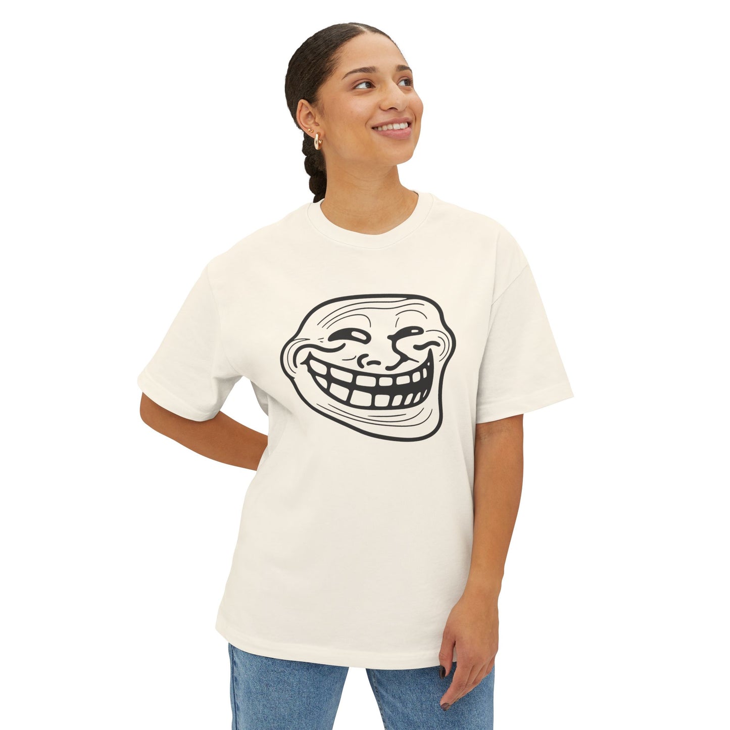 TROLL Funny Graphic Tee, Unisex Oversized Boxy Tee with Troll Face Design, Casual Wear, Gift for Friends, Humor Shirt, Comfortable Everyday Wear