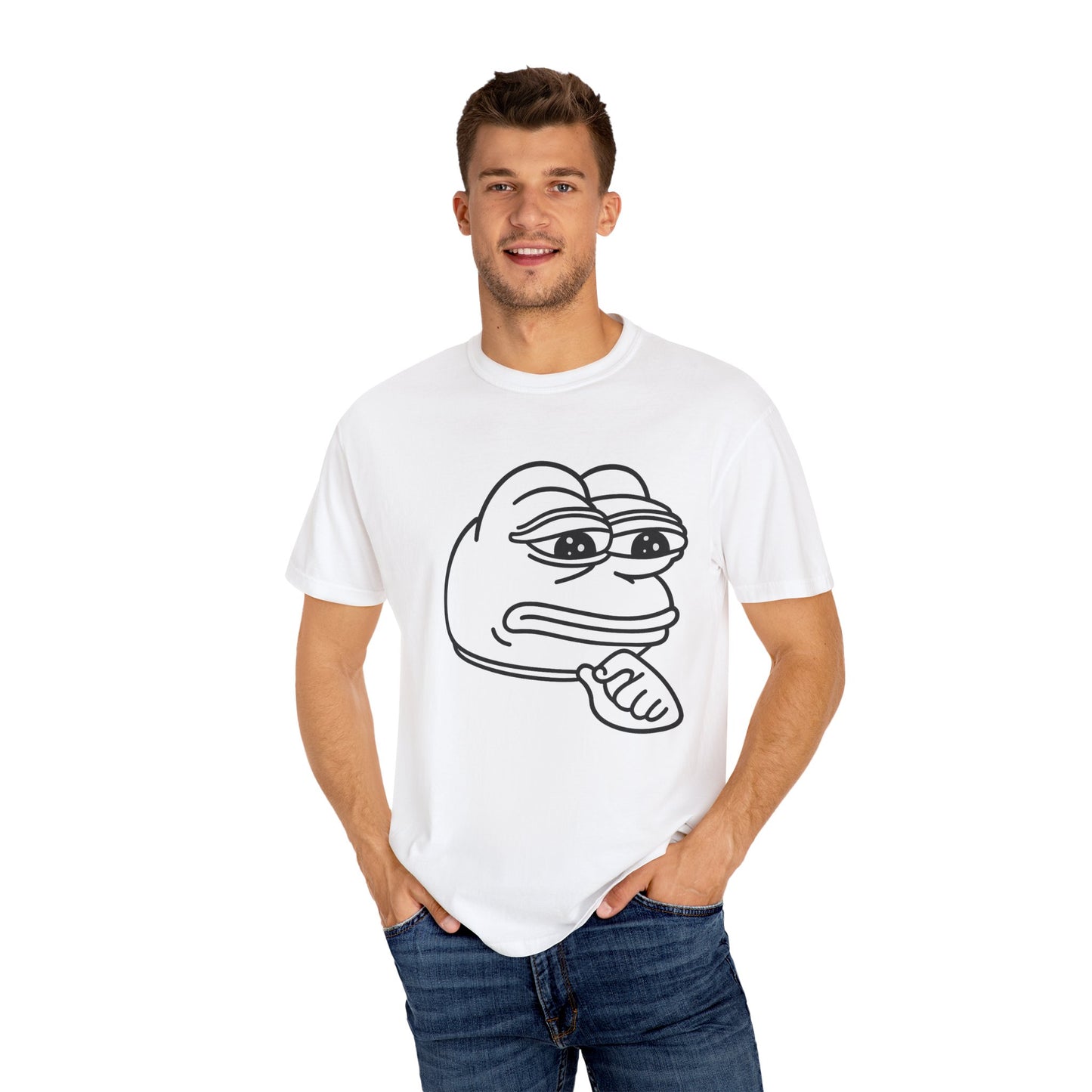 Thoughtful Pepe Unisex T-Shirt, Funny Graphic Tee, Gift for Friends, Casual Wear, Meme Inspired Fashion