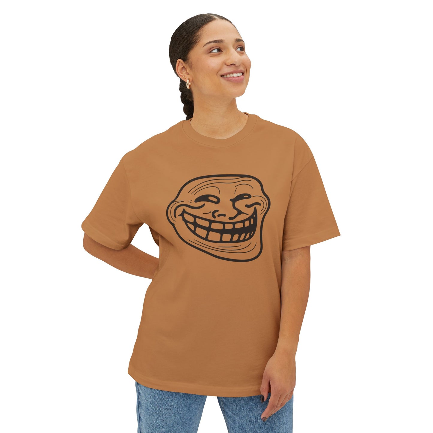 TROLL Funny Graphic Tee, Unisex Oversized Boxy Tee with Troll Face Design, Casual Wear, Gift for Friends, Humor Shirt, Comfortable Everyday Wear