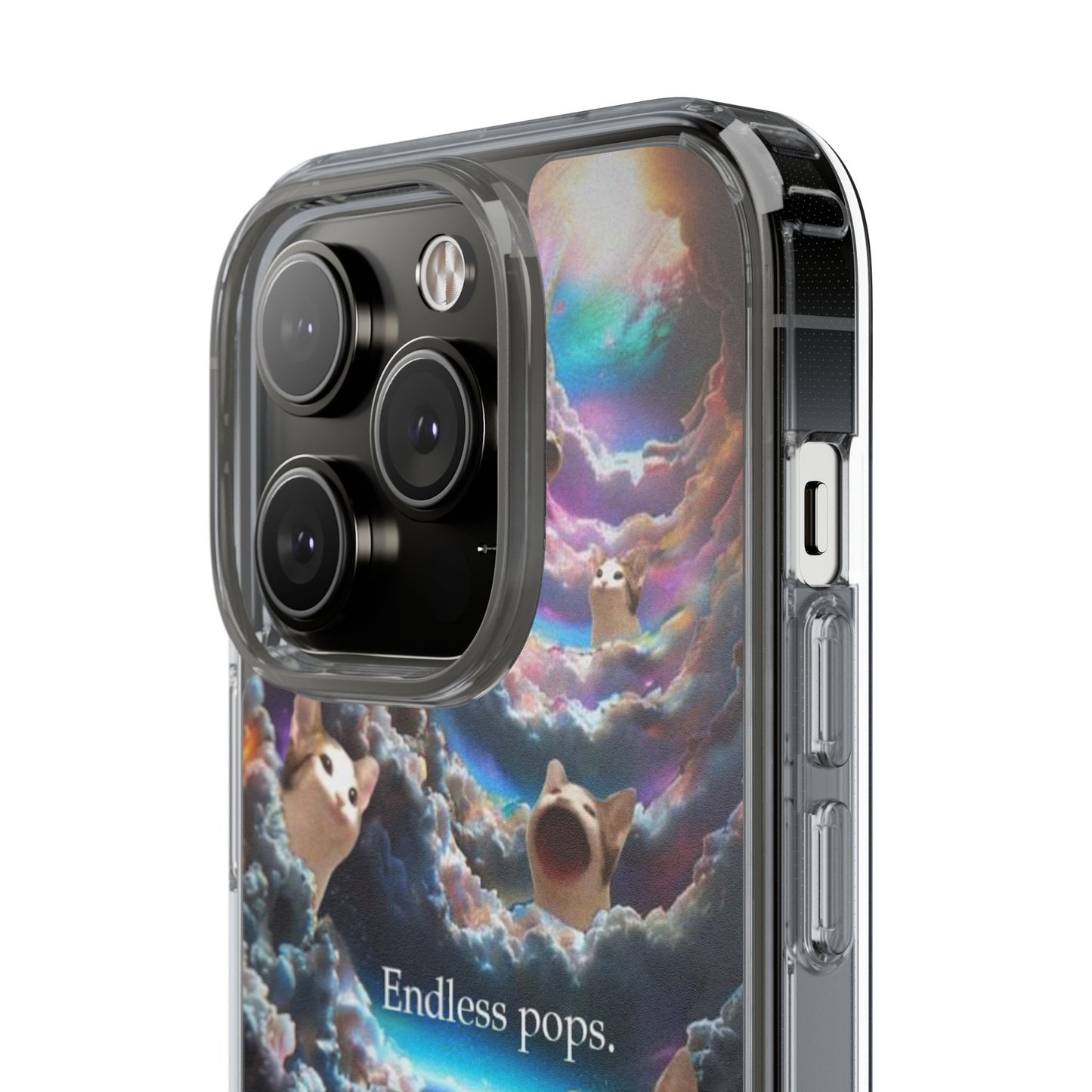 POPCAT Galaxy Cat Clear Phone Case, Cute Animal Phone Cover, Customizable Phone Accessory, Gift for Cat Lovers, Funny Phone Case
