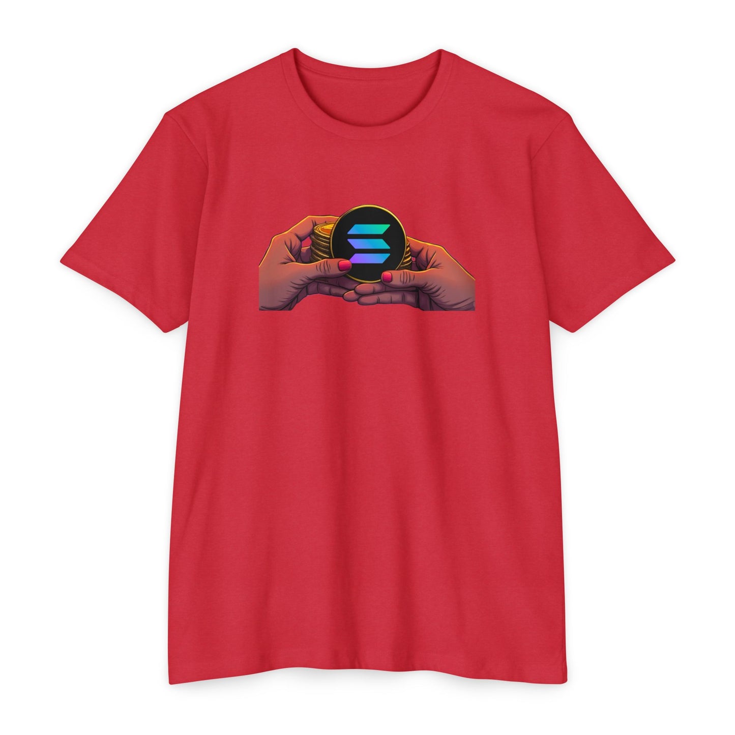 Solana Hands Unisex Jersey T-shirt, Graphic Tee, Trendy Apparel, Gift for Him/Her, Casual Wear, Perfect for Tech Lovers