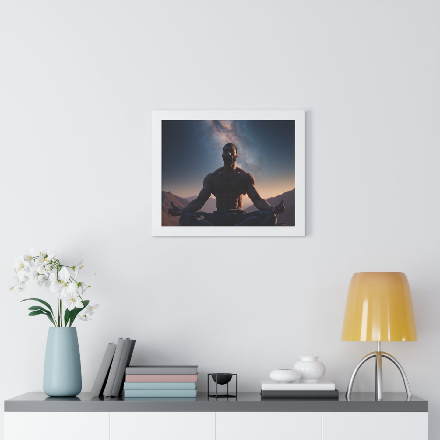 GIGA Meditation Framed Poster, Calm Art, Spiritual Wall Decor, Zen Home Decor, Fitness Motivation, Mindfulness Gift, Inspirational Art