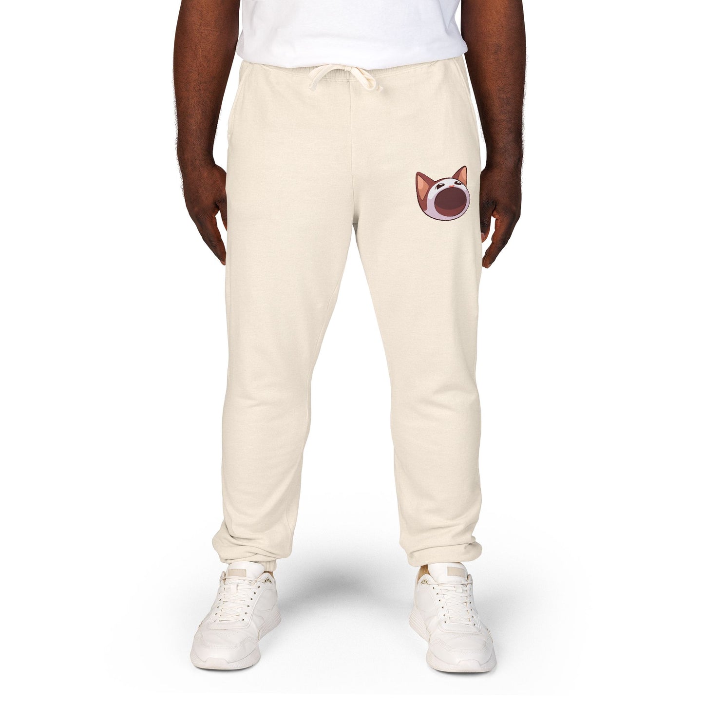 POPCAT Cozy Fleece Sweatpants, Comfortable Lounge Pants, Gift for Cat Lovers, Relaxing Home Wear, Unisex Joggers