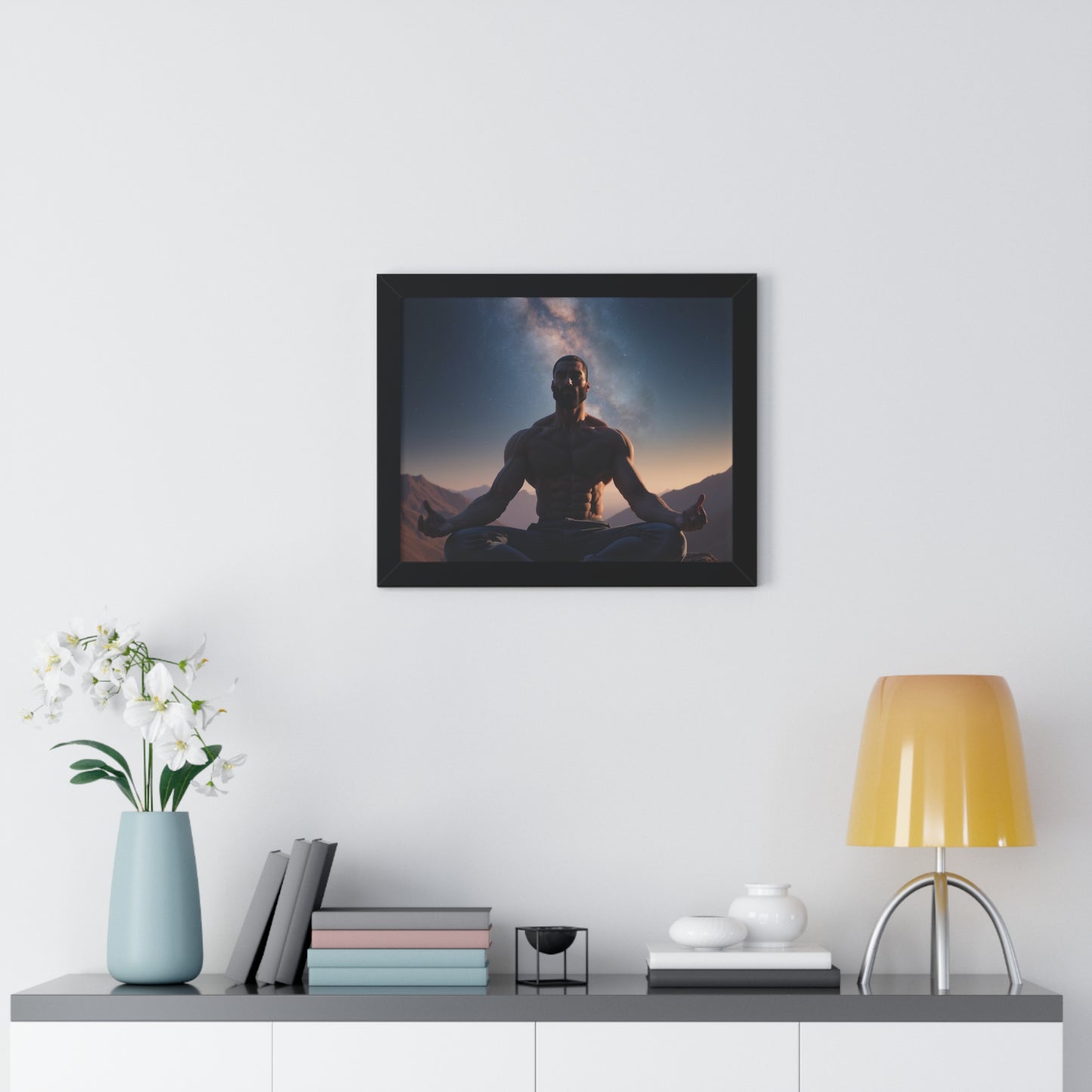 GIGA Meditation Framed Poster, Calm Art, Spiritual Wall Decor, Zen Home Decor, Fitness Motivation, Mindfulness Gift, Inspirational Art