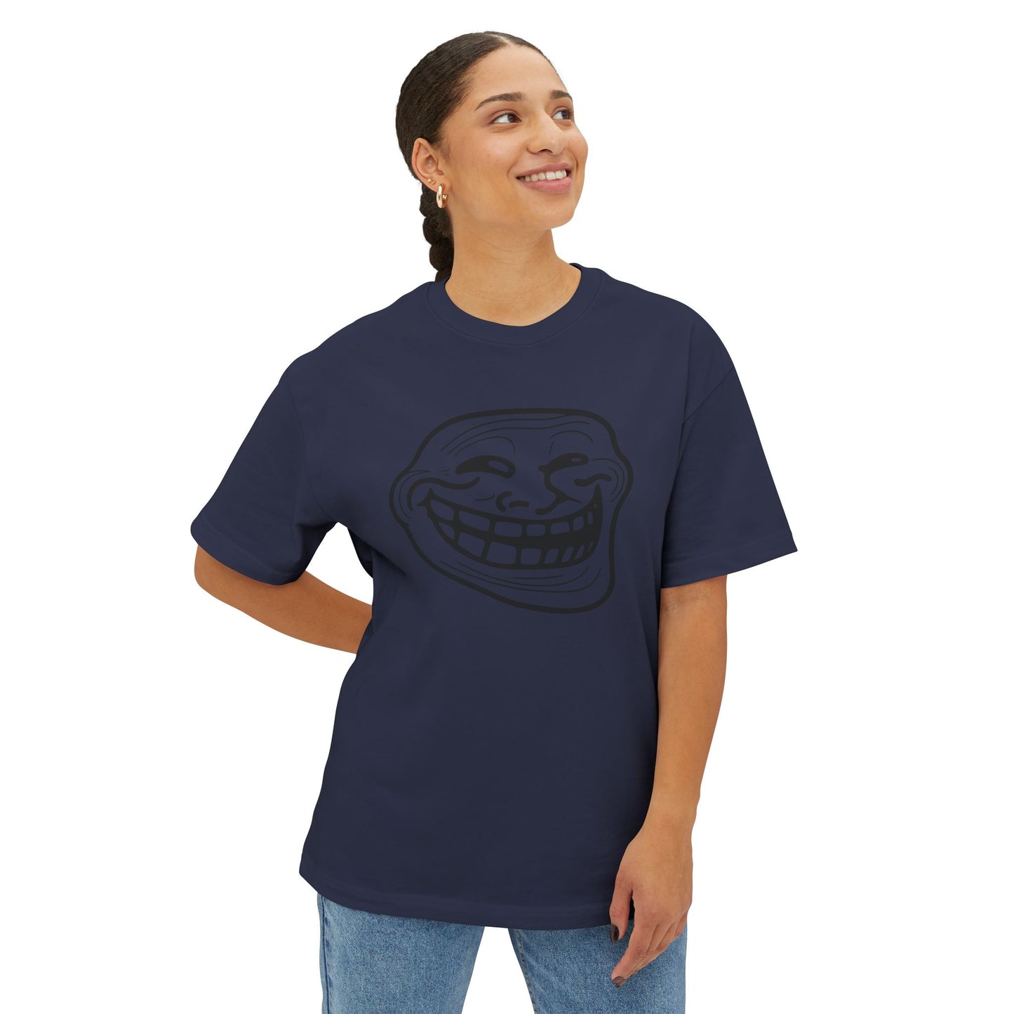 TROLL Funny Graphic Tee, Unisex Oversized Boxy Tee with Troll Face Design, Casual Wear, Gift for Friends, Humor Shirt, Comfortable Everyday Wear