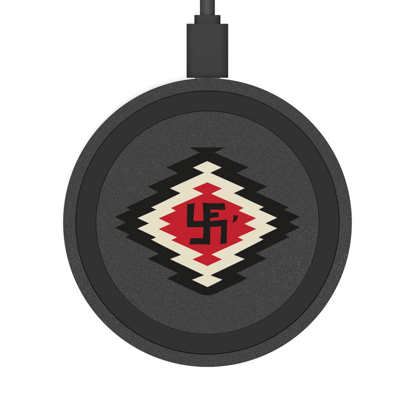 Ye-I Whirling Log Quake Wireless Charging Pad - Unique Tribal Design, Eco-Friendly Tech Accessory, Perfect for Gifts, Home Office, and Holidays