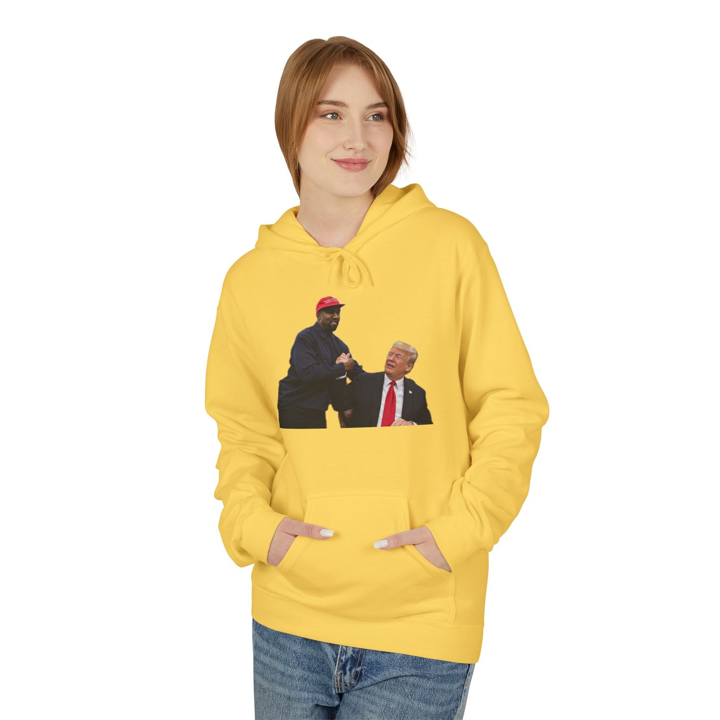 Ye & DJT Funny Political Fleece Hoodie, Unisex Softstyle Hoodie, Gift for Political Humor, Casual Wear, Election Day Apparel, Meme Clothing