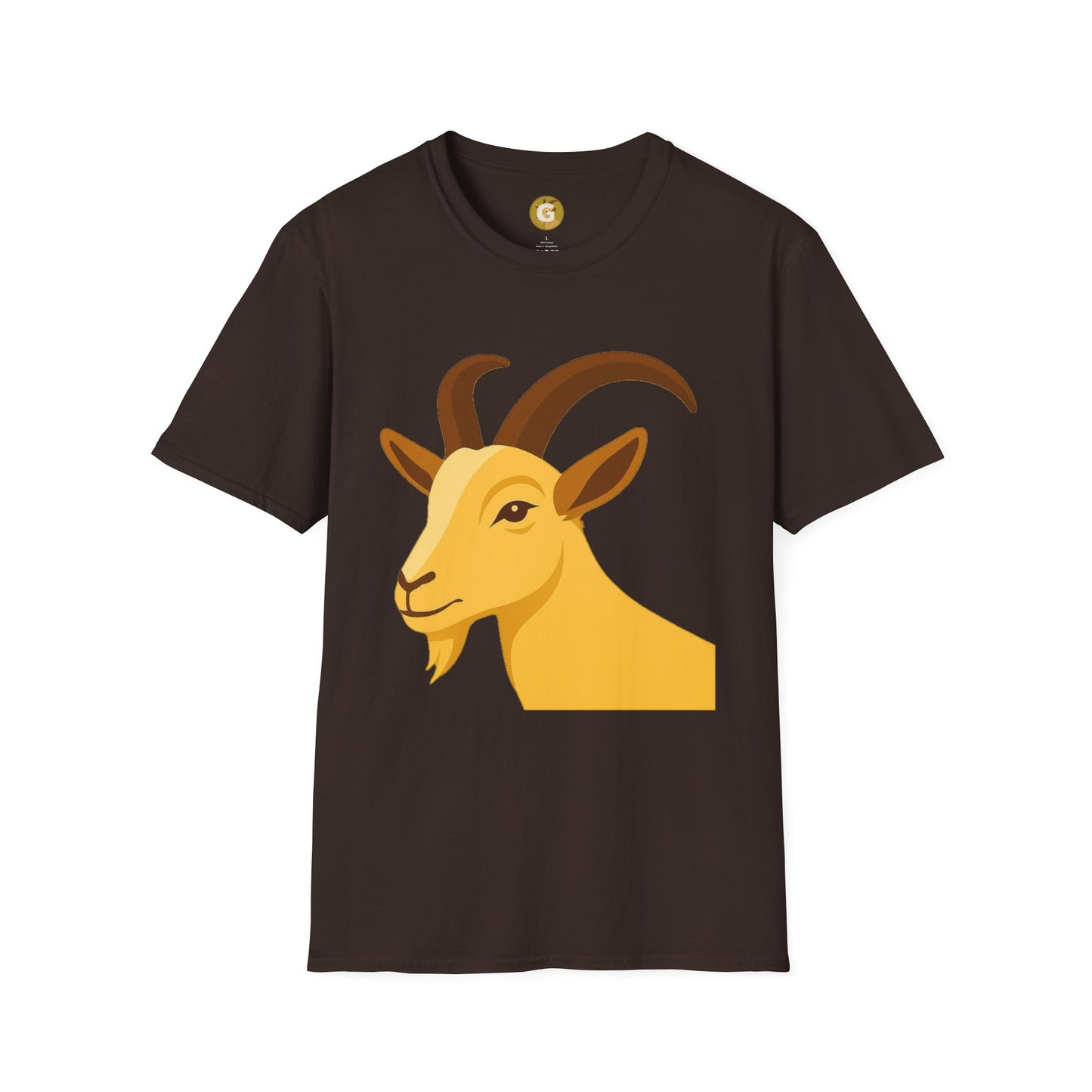Golden Goat Unisex Softstyle T-Shirt | Cute Goat Tee for Animal Lovers, Birthday Gift, Casual Wear, Farmhouse Decor, Nature Fans