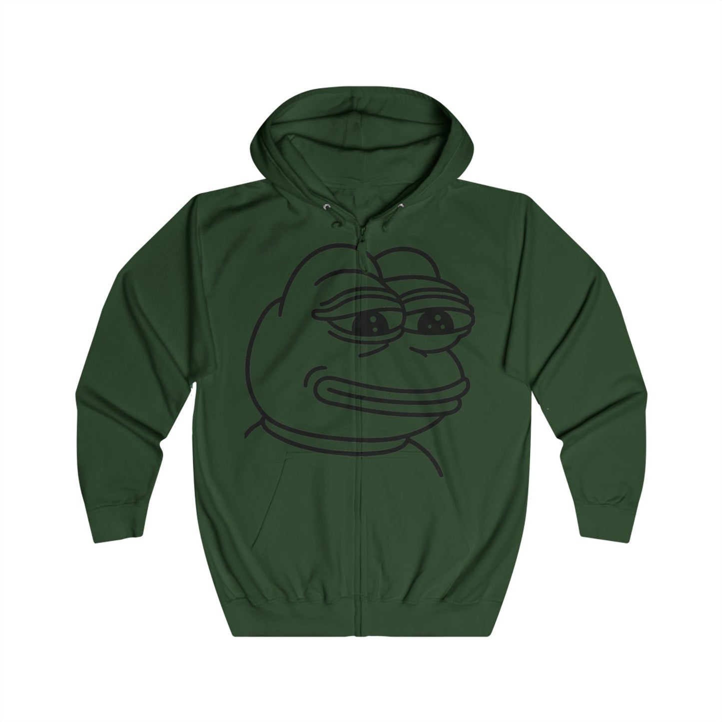 Pepe the Frog Unisex Full Zip Hoodie, Casual Wear, Gift for Gamers, Cute Streetwear, Humor Apparel, Perfect for Chill Days