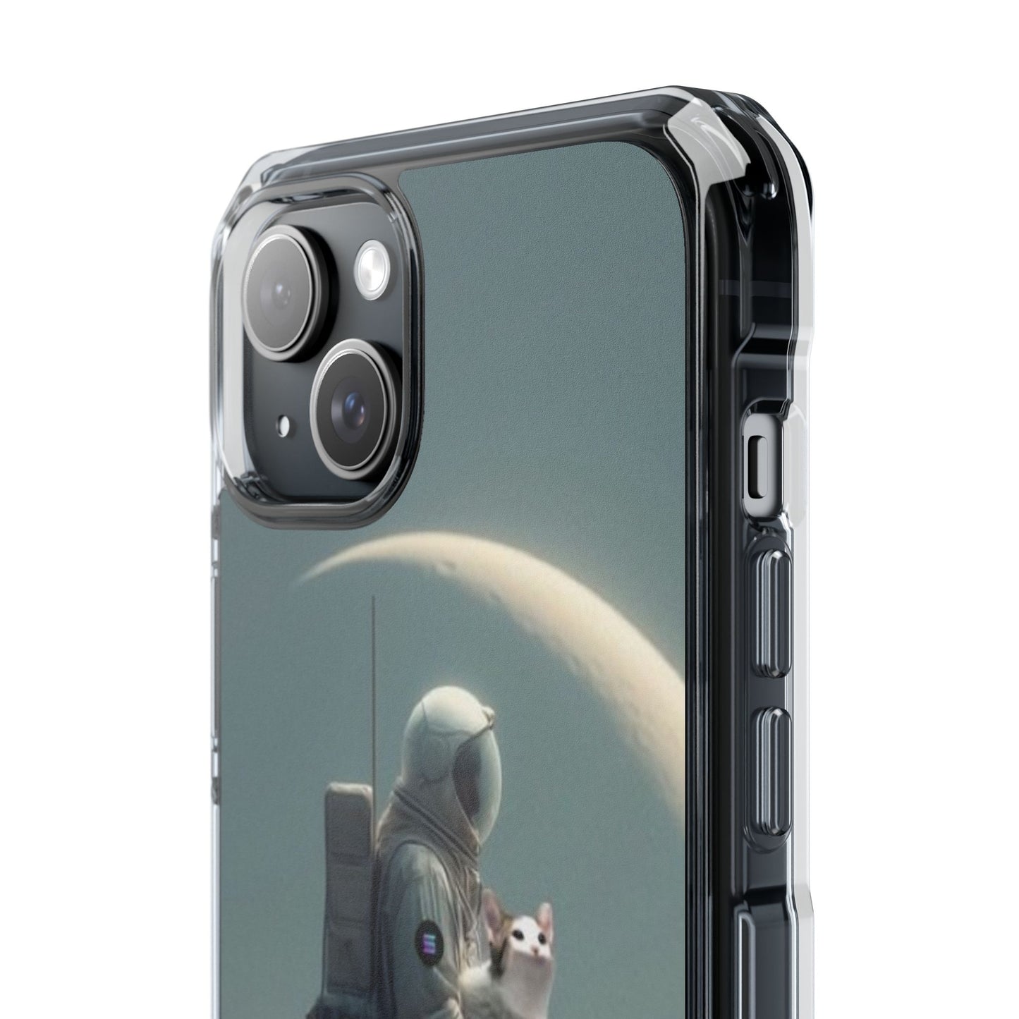 POPCAT Astronaut Phone Case, Clear Impact Case, Unique Galaxy Art Cover, Gift for Space Lovers, Cute Cat and Space Theme, Eco-Friendly