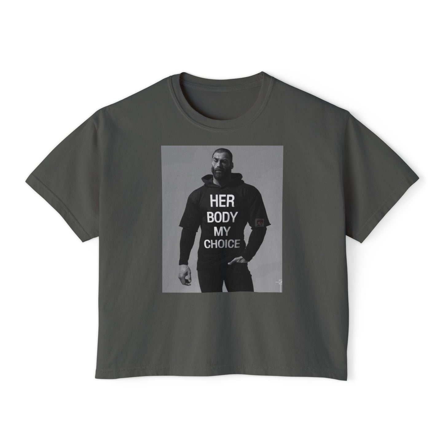 GIGA Empowerment Women's Boxy Tee - Her Body My Choice, Feminist Top, Graphic Tee, Casual Wear, Gift for Activists