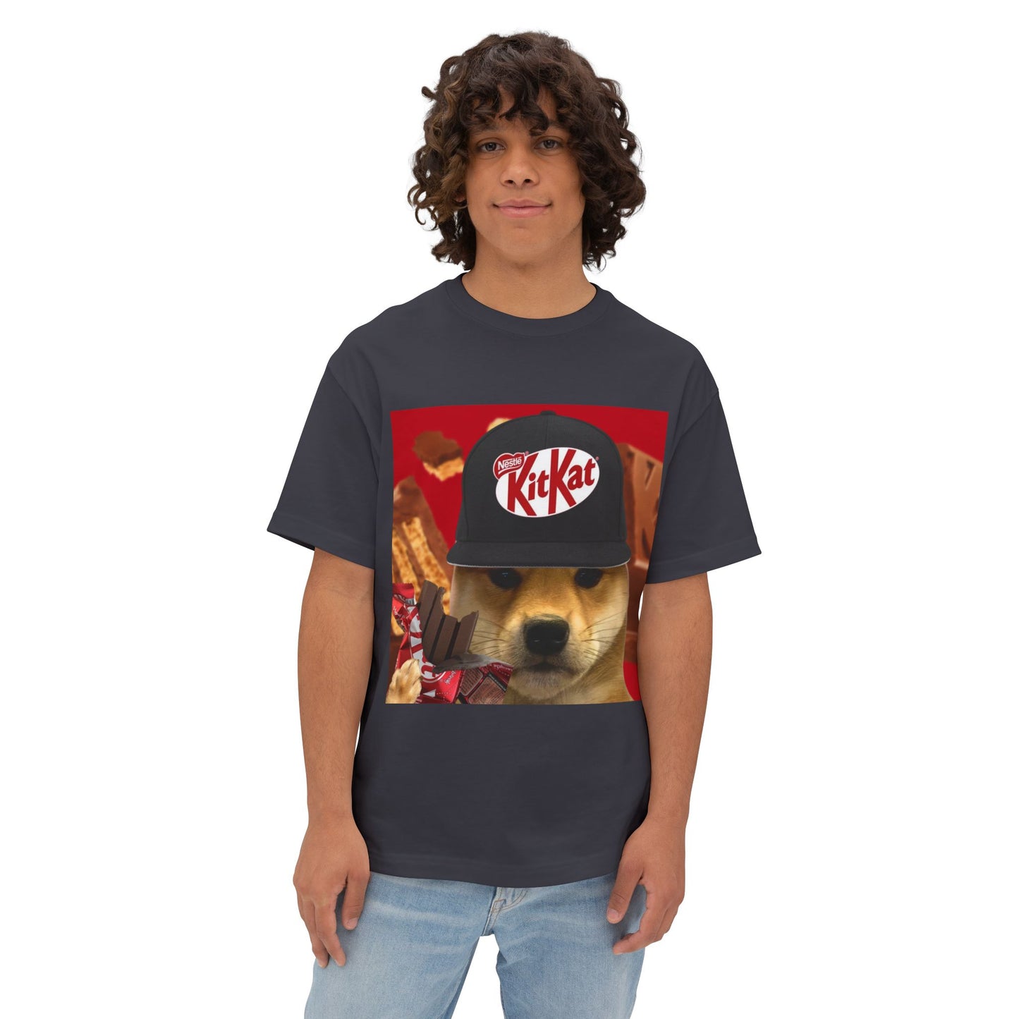 KitKat WIF Unisex Oversized Boxy Tee, Funny Dog Shirt, Food Lover Gift, Pet Lover Casual Tee, Cute Graphic Tee, Humor T-Shirt