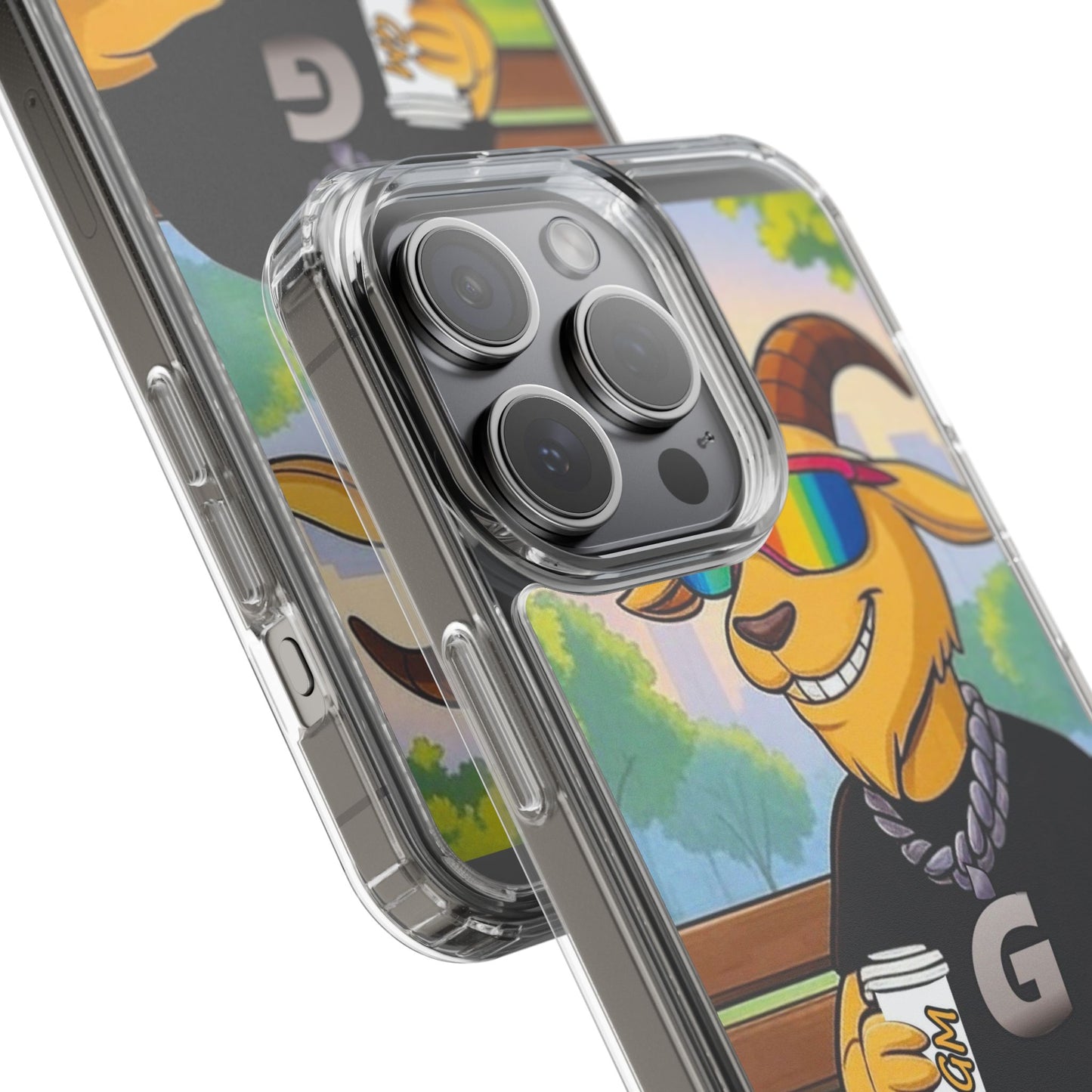 Vibrant Goat Clear Phone Case, Fun Smartphone Cover, Animal Lover Gift, Stylish Tech Accessory, Unique Phone Protection