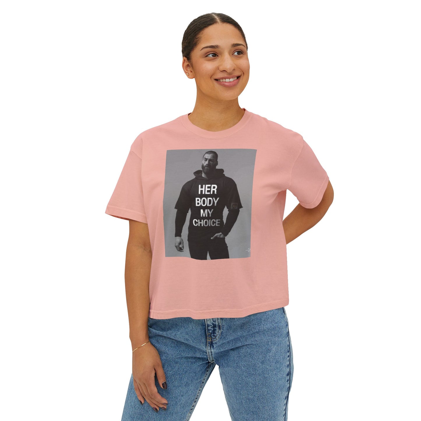 GIGA Empowerment Women's Boxy Tee - Her Body My Choice, Feminist Top, Graphic Tee, Casual Wear, Gift for Activists