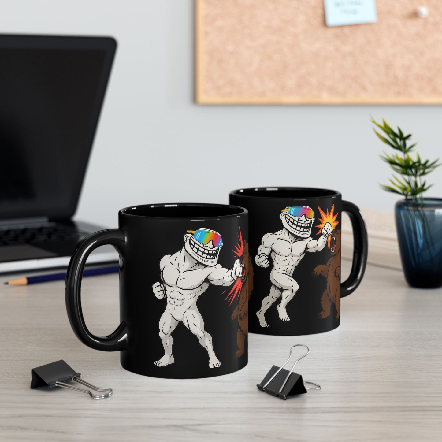TROLL Bold Graphic Mug, Funny Coffee Cup, Unique Gift for Him, Cartoon Animal Art, Perfect for Birthdays