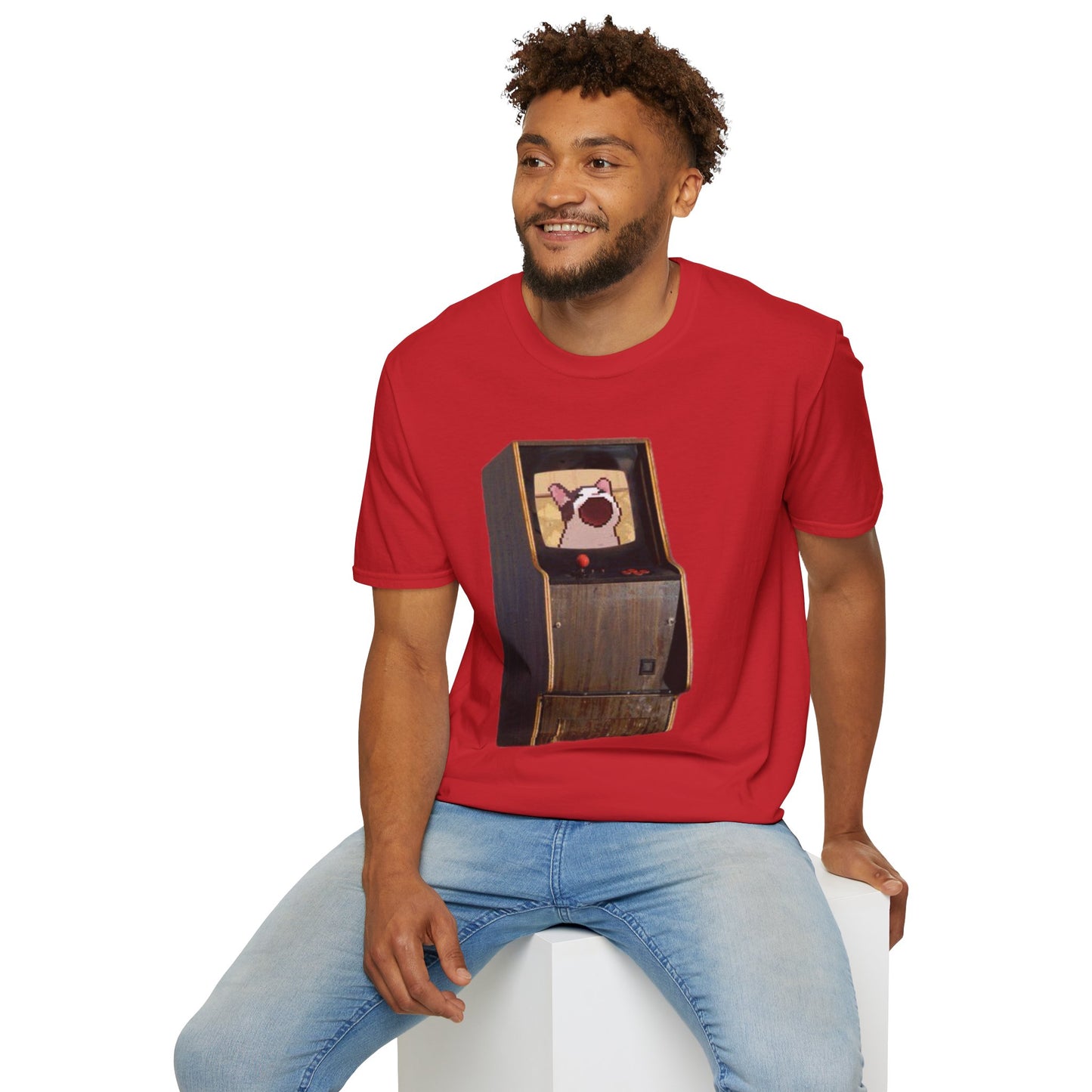 POPCAT Retro Arcade Unisex T-Shirt, Gamer Tee, Vintage Gaming Shirt, Gift for Gamers, Casual Wear