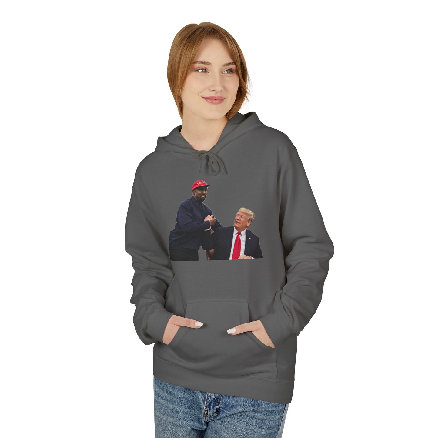 Ye & DJT Funny Political Fleece Hoodie, Unisex Softstyle Hoodie, Gift for Political Humor, Casual Wear, Election Day Apparel, Meme Clothing