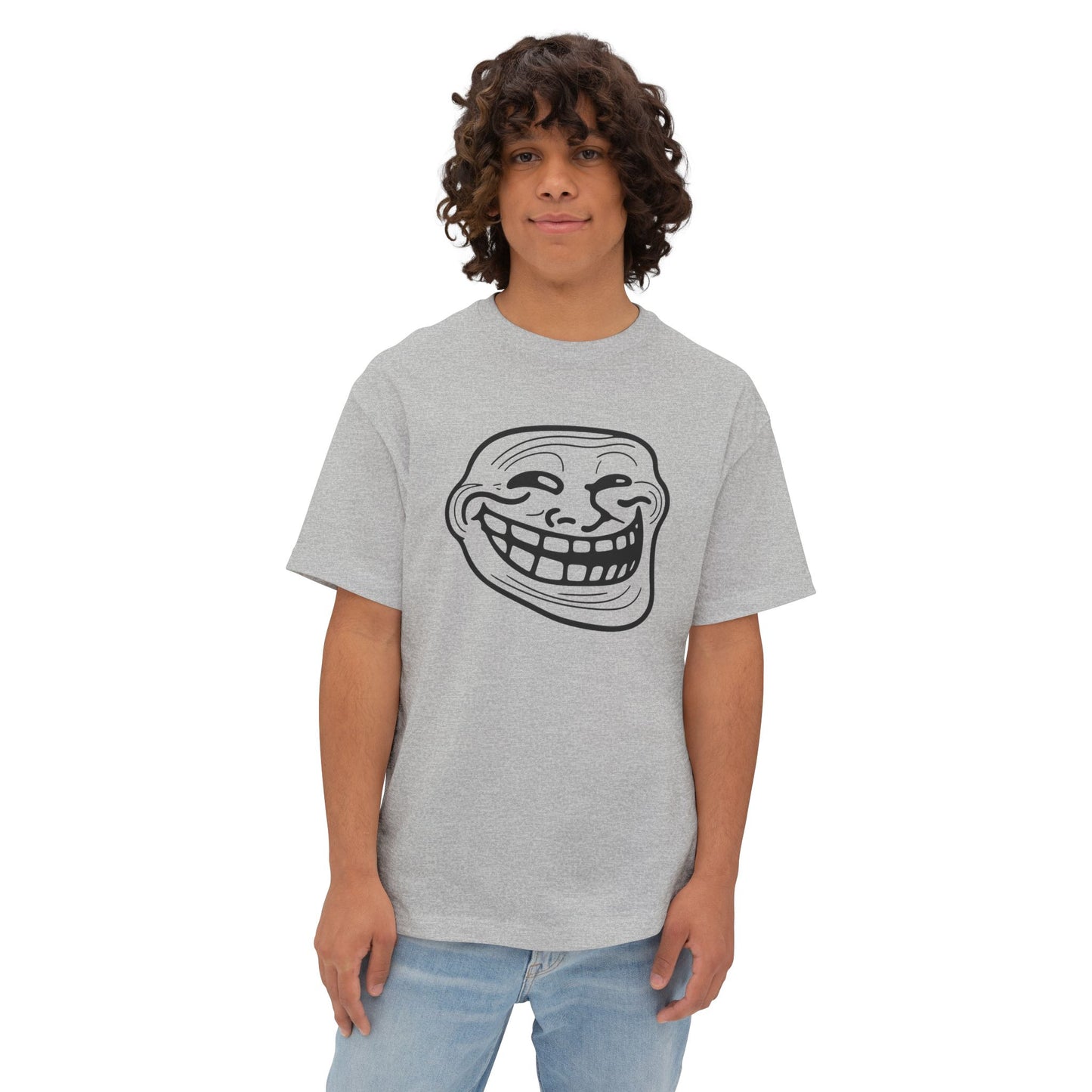 TROLL Funny Graphic Tee, Unisex Oversized Boxy Tee with Troll Face Design, Casual Wear, Gift for Friends, Humor Shirt, Comfortable Everyday Wear
