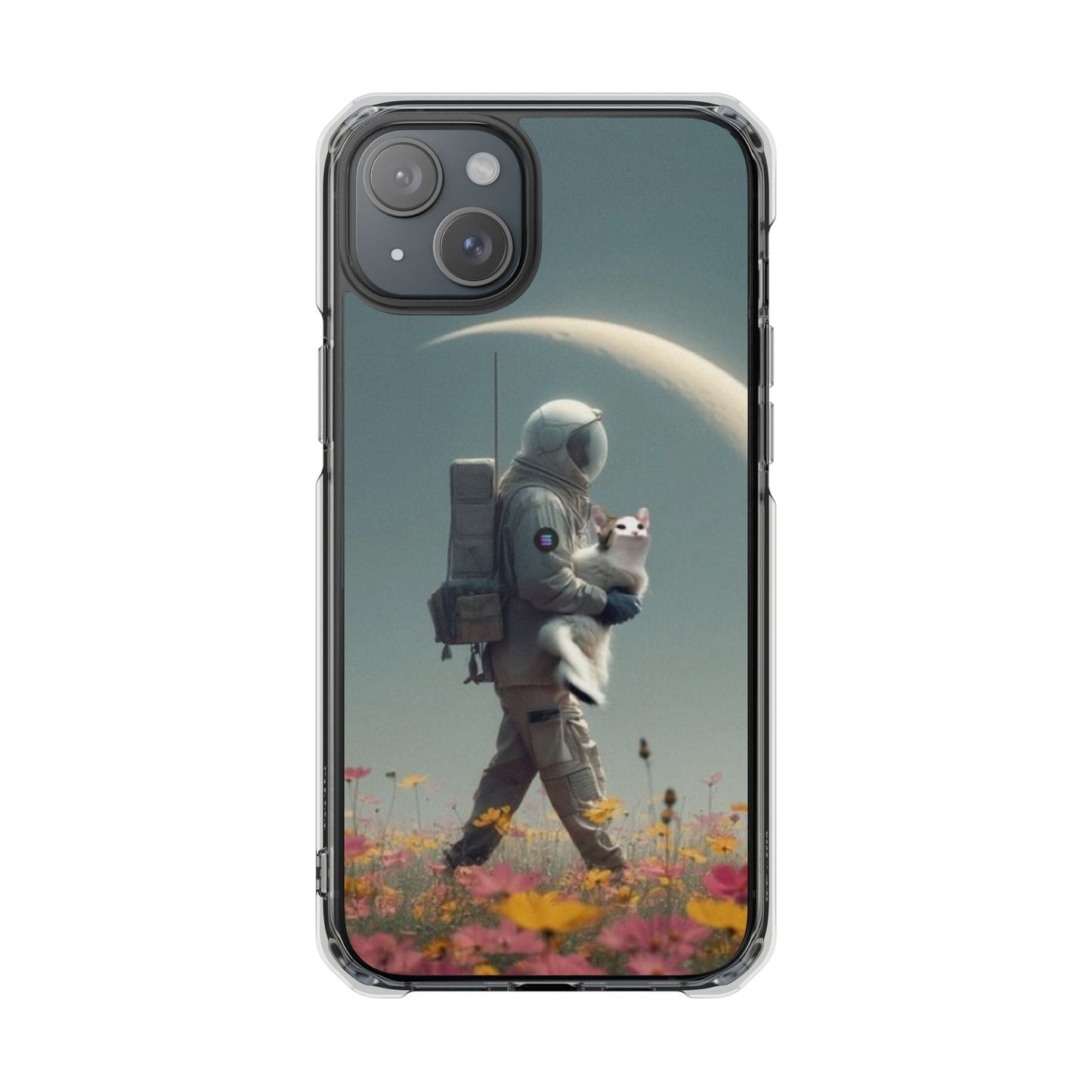 POPCAT Astronaut Phone Case, Clear Impact Case, Unique Galaxy Art Cover, Gift for Space Lovers, Cute Cat and Space Theme, Eco-Friendly