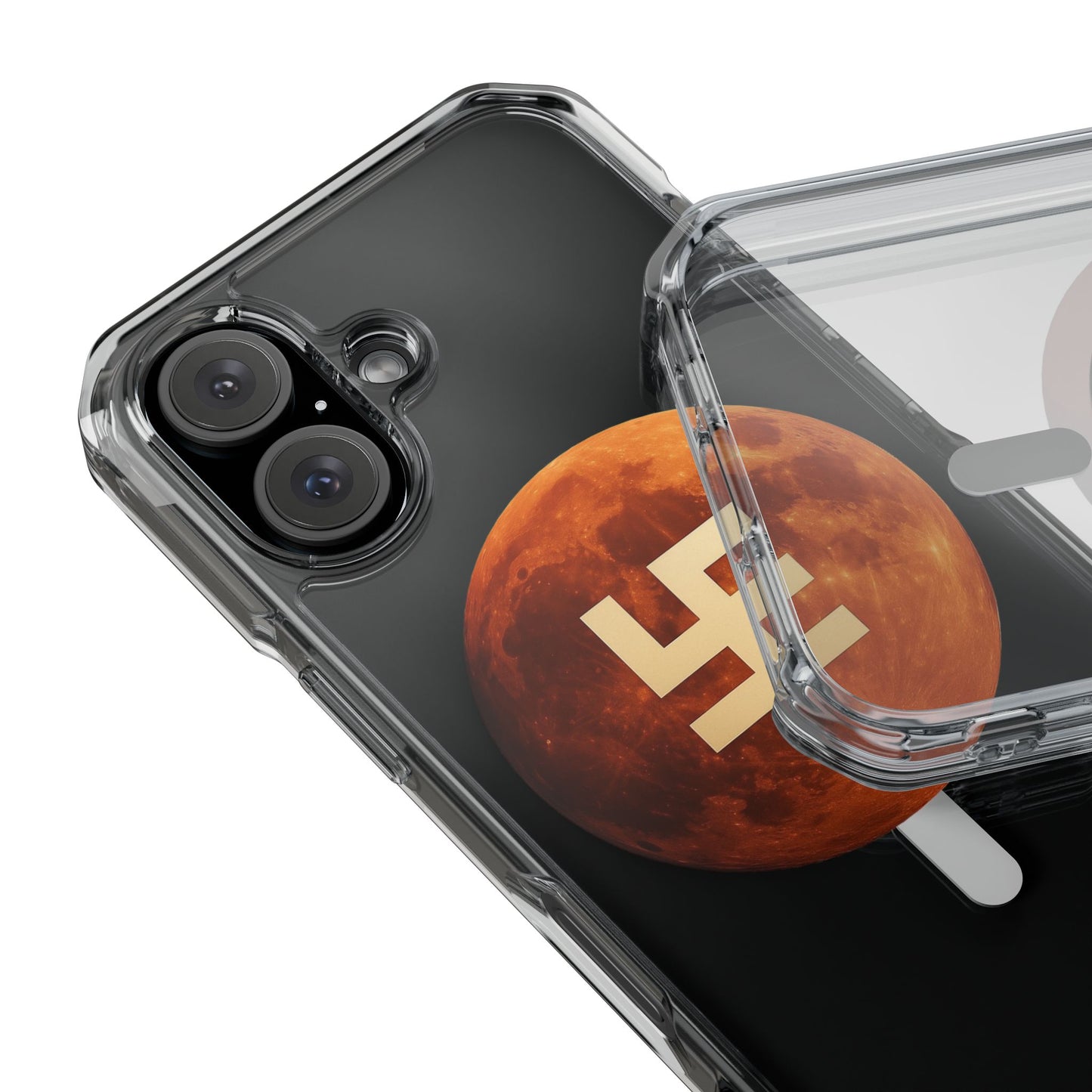 Swasticoin Magnetic Phone Case with Lunar Design, Unique Phone Accessory, Shockproof Clear Case, Stylish Phone Cover, Gift for Tech Lovers
