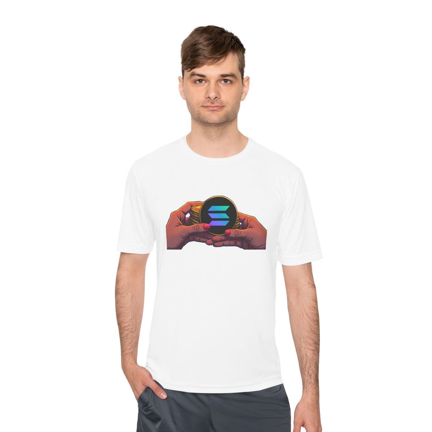 Unisex Moisture Wicking Tee featuring SOLANA & YZY designs, Perfect for Athletes, Casual Wear, Fitness Goals, Everyday Use, Sports Events