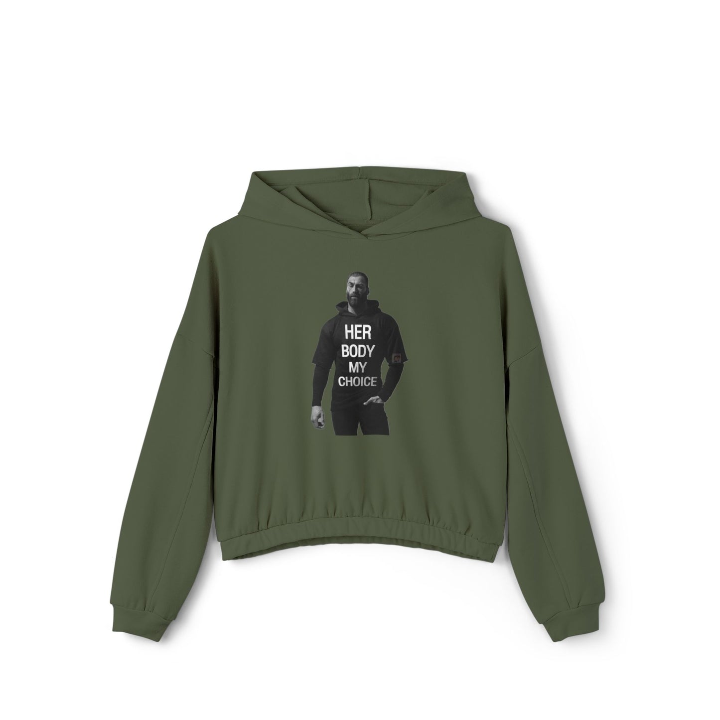 GIGA Empowering Women's Cinched Bottom Hoodie - Her Body My Choice, Feminist Apparel, Activist Fashion, Gift for Her, Casual Wear