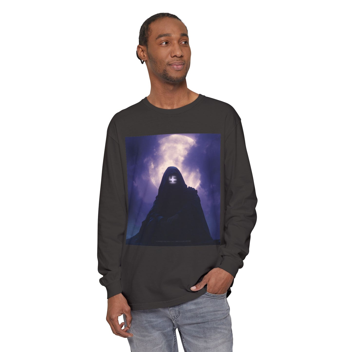 Swasticoin Mystical Mountain Long Sleeve T-Shirt | Unisex Graphic Tee, Trendy Layering Top, Casual Wear, Perfect Gift for Adventurers