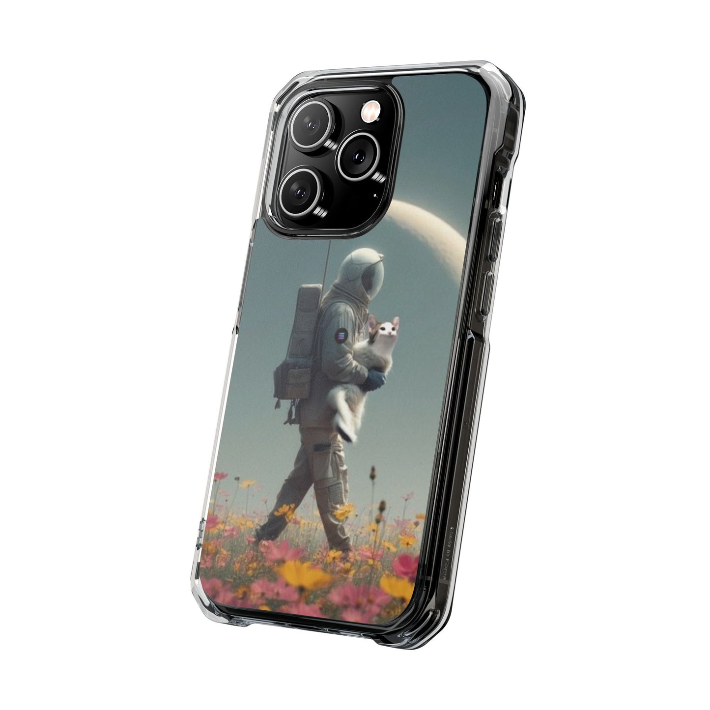 POPCAT Astronaut Phone Case, Clear Impact Case, Unique Galaxy Art Cover, Gift for Space Lovers, Cute Cat and Space Theme, Eco-Friendly