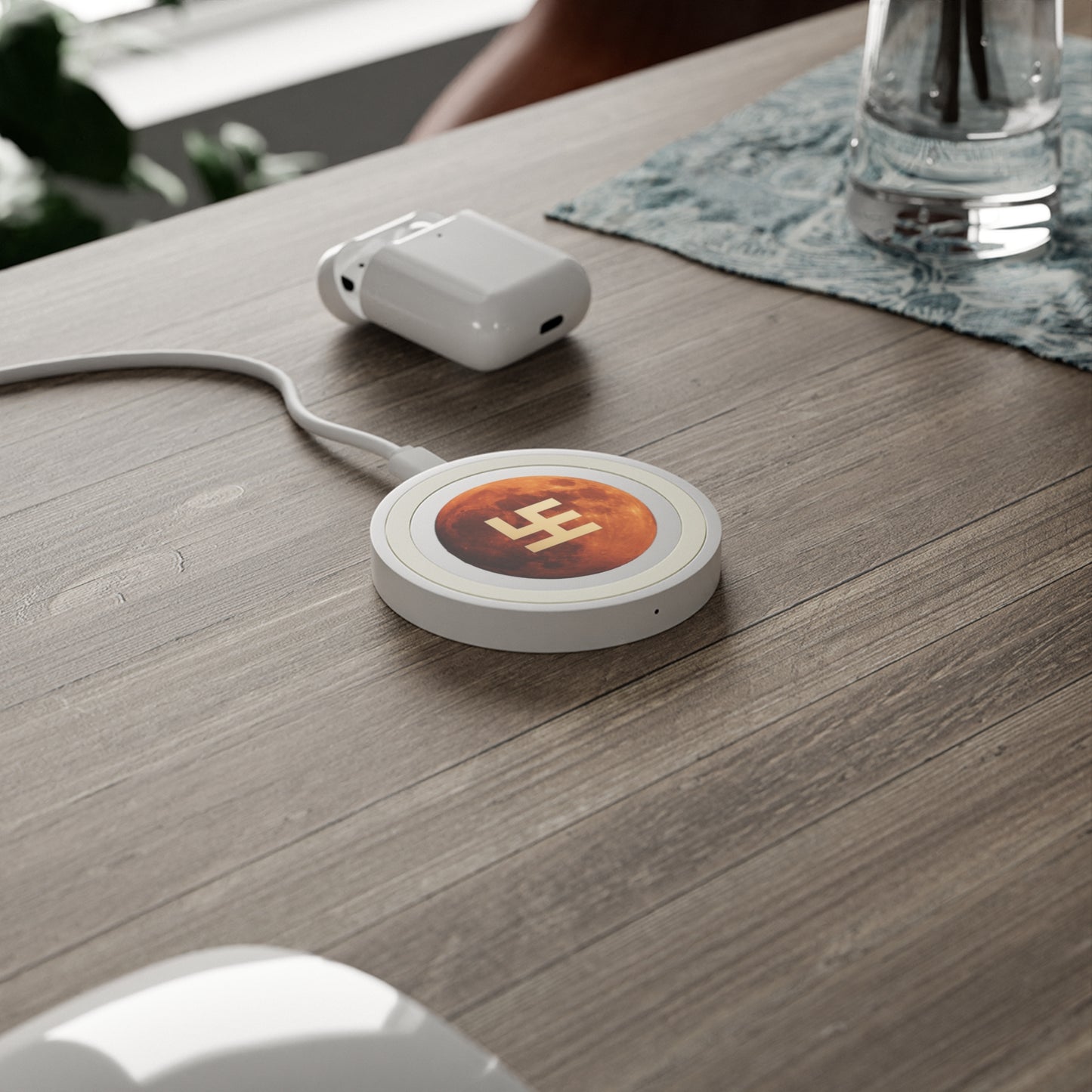 Swasticoin Moon Phase Wireless Charging Pad, Unique Tech Gift, Minimalist Desk Decor, Modern Home Office Accessory, Perfect for Any Occasion